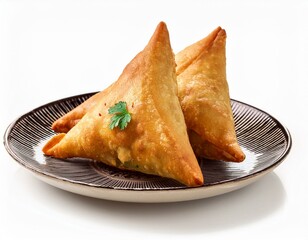 Wall Mural - Samosa on plate isolated on white background