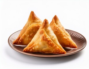 Wall Mural - Samosa on plate isolated on white background