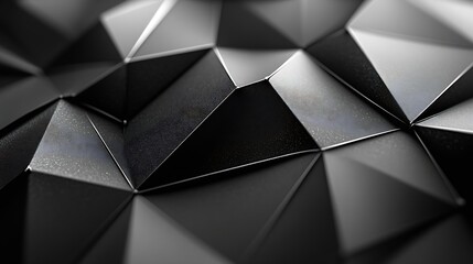 Leinwandbilder - Black white abstract background Geometric shape Lines triangles 3d effect Light glow shadow Gradient Dark grey silver Modern futuristic : Generative AI