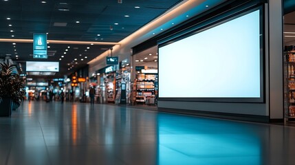 Poster - Sign and Billboard Mockup at duty free shop in departure terminal to promote your business or organization in a unique and eyecatching way : Generative AI