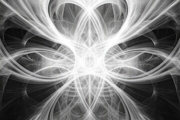 Poster - Abstract black and white digital fractal background design