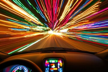 Abstract Light Trails in a Car at Night