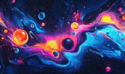 Vibrant Graffiti Art Fluorescent Decorative Illustration Psychedelic Light Particles Abstract Oil Painting Grimy Heaven Backdrop Luminous Graffiti Elements