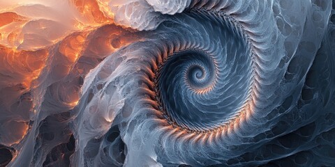 Poster - Abstract fractal spiral design created through computer generated techniques