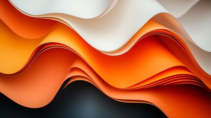 Poster - Creative abstract paper background orange white brown black colors paper Solid colors geometric lines and shapes : Generative AI