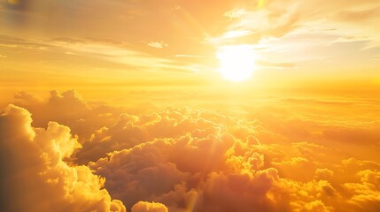 Wall Mural - sunset sky cloud in the morning sunrise with orange yellow golden hour sunrise on summer season hori