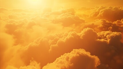 Wall Mural - sunset sky beautiful nature in early morning with orange yellow sunlight clouds fluffy golden hour s