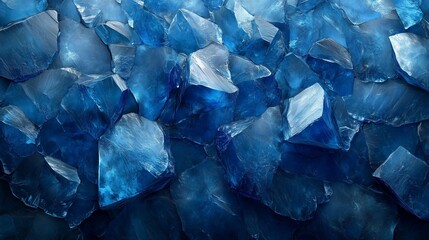 Poster - Abstract Blue Crystal Background, Minimalist Abstract Style with Geometric Rock Texture for Banner Background
