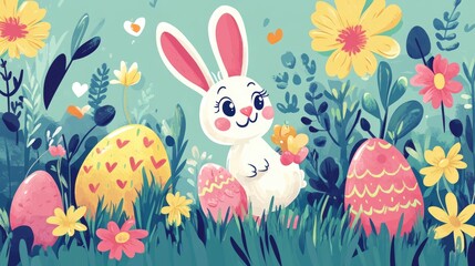 Festive 2D cartoon illustration for Easter Minimalist style