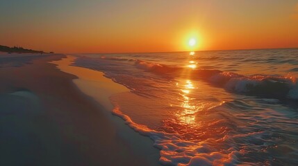 Wall Mural - colorful vibrant orange sunset seascape in gulf of mexico in seaside santa rosa beach florida panhan