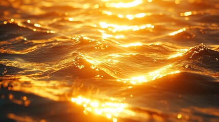 Aufkleber - Golden sunshine sea water surface texture : Generative AI