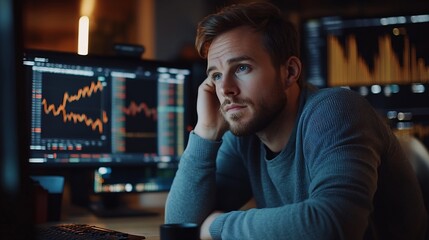 Leinwandbilder - Man on his vlog teaching how to gain profit on exchange market : Generative AI