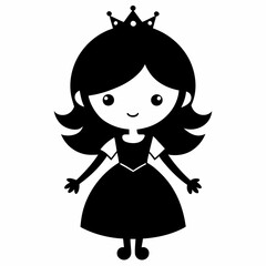 Wall Mural - cute Princess black silhouette vector