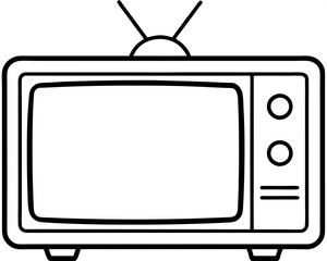 Old television line art illustration,TV line art vector illustration