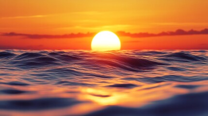 Leinwandbilder - Sun and sea sunset background Nature composition : Generative AI