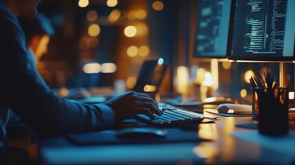 Aufkleber - Focused professionals collaboratively working at a modern office desk teamwork in business : Generative AI