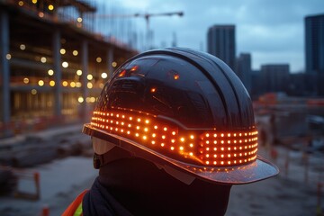 Sticker - Construction Worker Wearing a Hard Hat with LED Lights