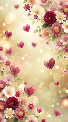 Wall Mural - valentine background with hearts