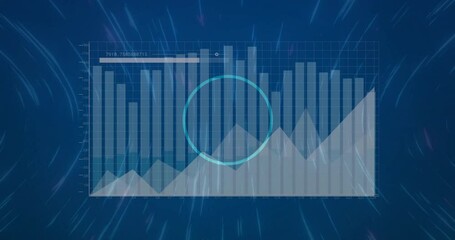 Wall Mural - Animation of financial data processing over scope scanning