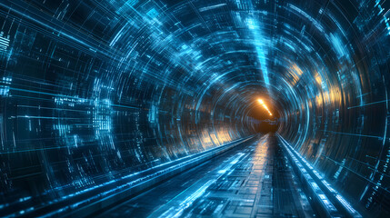 Data tunnel with futuristic tech feel