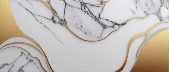 Poster - White Marble with Golden Veins