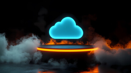 Cloud platform display with futuristic tech