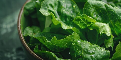 Canvas Print - Close up of a green salad in a vegetable bowl