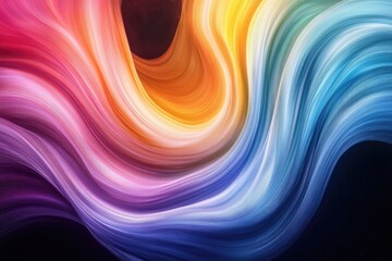 Poster - Stunning swirling wave of vibrant color gradients against a dark backdrop 3D illustration with intricate rendering effects