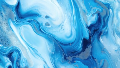 Poster - Abstract background featuring a mix of light blue shades with a liquid or marble effect Multicolored mesh texture suited for marine decor Cool palette with mesmerizing color drips
