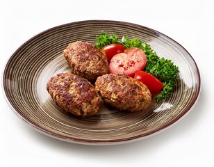 Wall Mural - Kofta on plate isolated on white background