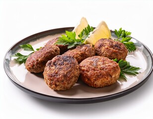 Wall Mural - Kofta on plate isolated on white background