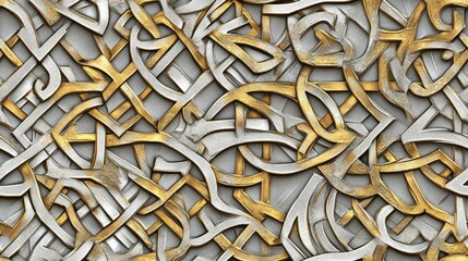 Wall Mural - Seamless golden and silver ornament in Arabian style featuring a geometric abstract design Suitable for wallpapers and backgrounds this geometric mosaic showcases an abstract texture