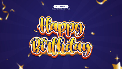 Happy Birthday Greeting Banner Template with 3D Editable Text Effect. Gold, Elegant, Shiny and Luxury 
Style