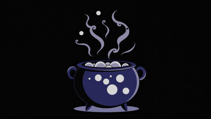 Halloween background with a boiling witch's cauldron