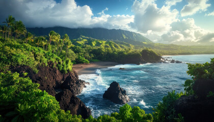 Wall Mural - Maui, Hawaii, tropical island, paradise, ocean, vacation photo, typical place