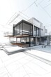 © Giovanni - 3D illustration of an architectural design concept for a house building sketch