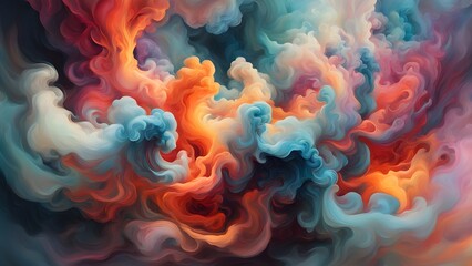 Wall Mural - Abstract swirling colorful clouds, like smoke, creating a vibrant and dynamic backdrop for design.