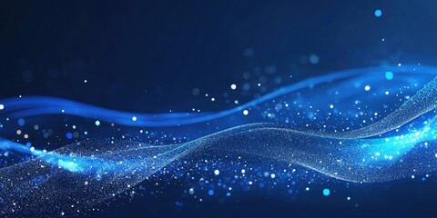 Poster - bright abstract blue background featuring sparkling glitter in a line art style