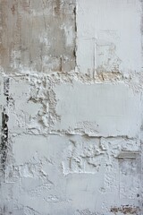 Wall Mural - Oil painting depicting a textured wall facade in shades of white and gray featuring an abstract design