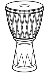 Djembe drum line art vector illustration