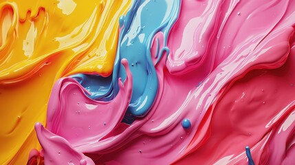 Poster - A vibrant ad with 3D liquid fonts that drip and flow like paint, full of energy