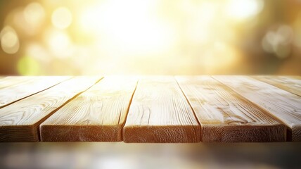 Poster - A wooden table with a sun shining on it