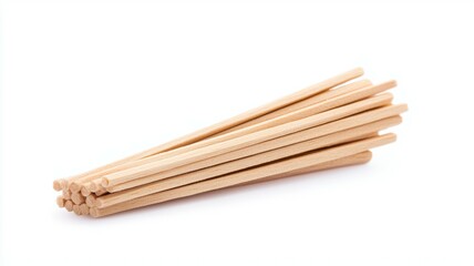 a bunch of wooden chopsticks are sitting on a white background