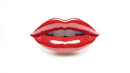 Canvas Print - A close up of a red lip with a white background