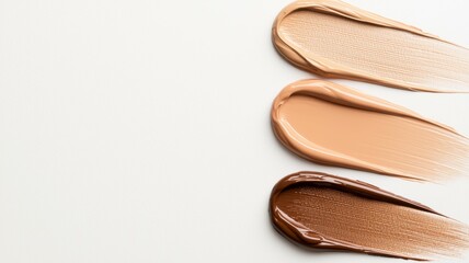 Three different shades of brown makeup are shown on a white background