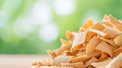 Wall Mural - A pile of wood chips on a table