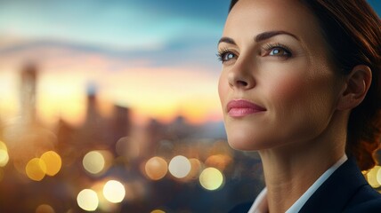 Poster - A woman with a business suit and a serious expression