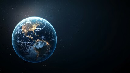Wall Mural - a blue and white planet with a bright sun in the background