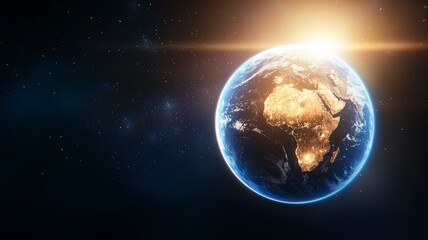 Wall Mural - a blue and orange planet with africa on it