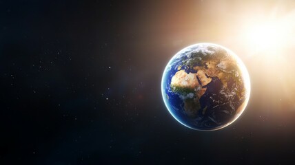 Wall Mural - a large blue and white planet with a sun shining on it